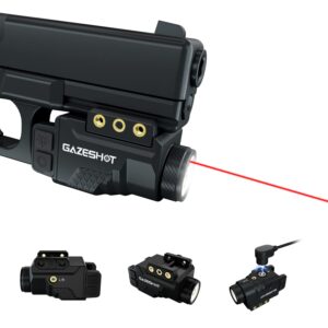 GAZESHOT Mini 700 Lumens Pistol Light Laser Combo Weapon Light Tactical Flashlights, Magnetic USB Rechargeable with Red Beam Sight and Strobe Mode for GL Glock and Picatinny Rail