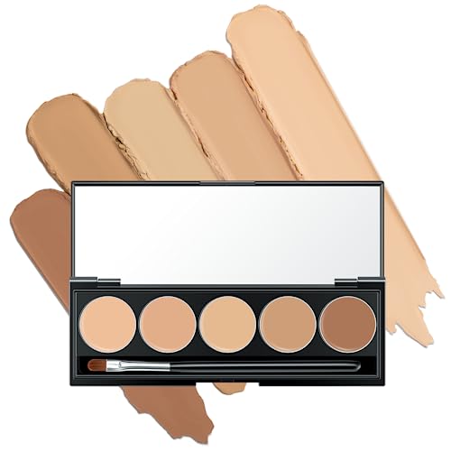 FALOCUTUS 5 In 1 Multi-Use Correcting Concealer Palette,Waterproof Long Lasting Contour Palette,Professional Creamy Concealer Kit for Women,Easy to Create Full Coverage and Natural Finish.#5