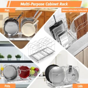 cutefafa Pull out Pot and Pan Organizer for Cabinet 10.8'' W x 21.3'' L x 12.8'' H Slide out Pot Pan Lid Holder Sliding Shelf Rack for Kitchen Cabinet Pantry and Stroage