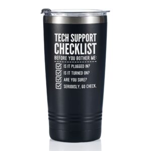 onebttl tech support gifts funny tumbler coffee mug, gifts for help desk, technician, programmer, tech lover, stainless steel insulated 590ml/20oz