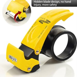 Packing Tape Dispenser 2Inch, Packaging Tape Seal Cutter, Metal Safety Tape Cutter, 3Inch Tape Core, Tape Gun 1pcs+ Spare Blade 1pcs