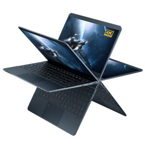 zwying laptop【ms 2019 office & win 11 pro】 14 inch 4k （3840 * 2160） all metal 2 in 1 360° convertible laptop with touchscreen 12th alder lake-n95 (up to3.4ghz) ddr5 12gb/960gb ssd tablet notebook pc