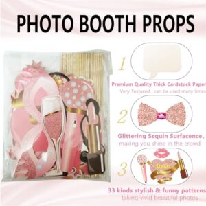 60th Brithday Decoration, 30PCS 60th Birthday Photo Booth Props, LMSHOWOWO Inflatable Photo Booth Frame, Rose Gold Inflatable Selfie Frame, Glitter Birthday Party Photo Props, for Women Birthday Gifts