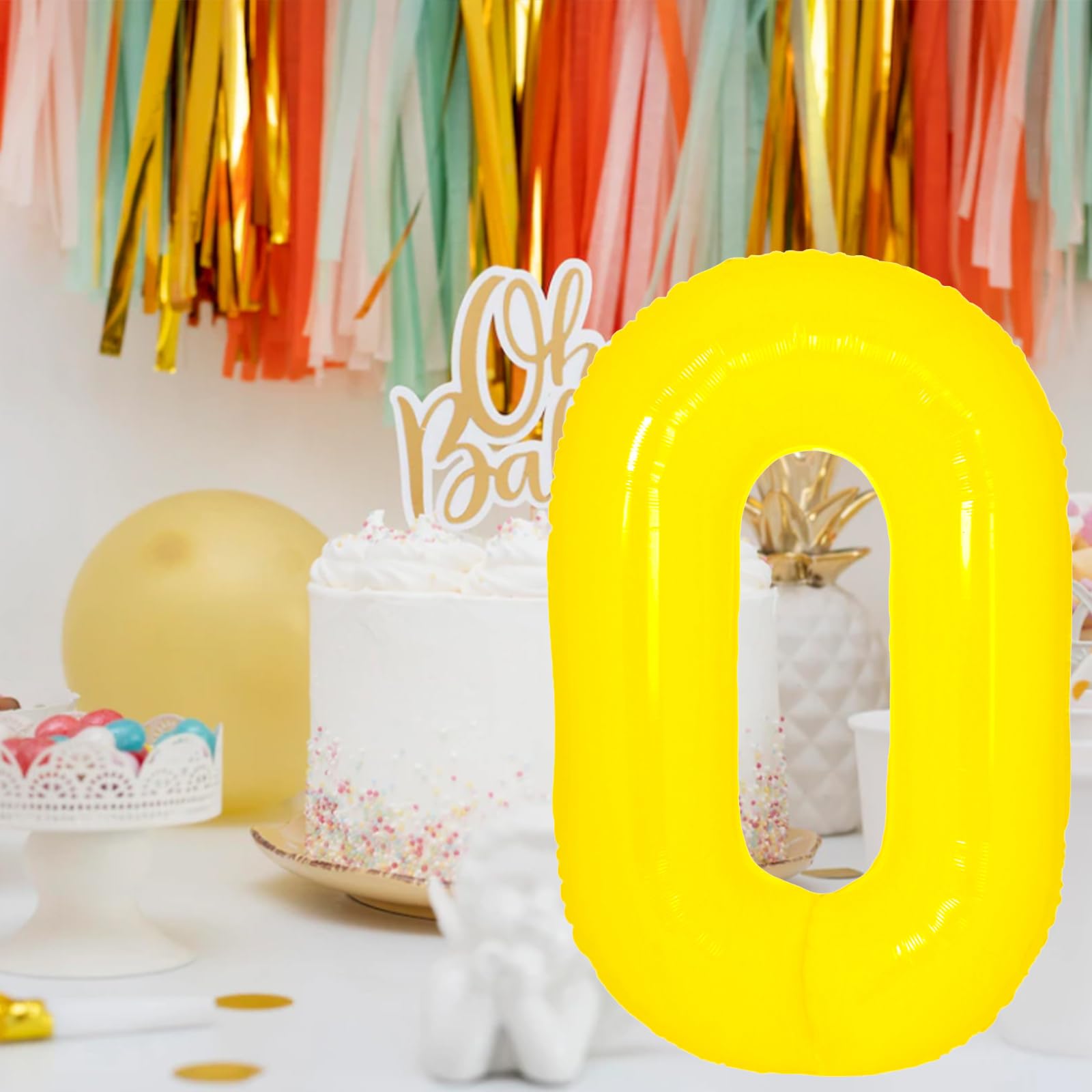 40 Inch Giant Yellow Number 2 Balloon, Helium Mylar Foil Number Balloons for Birthday Party, 2nd Birthday Decorations for Kids, Anniversary Party Decorations Supplies (Yellow Number 2)