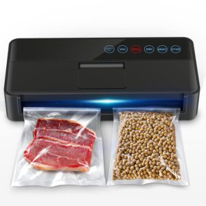vsdk vacuum sealer machine, automatic food for preservation with sealers bags, dry moist modes, led indicator lights, compact design full 95 kpa (black) , (v8111)
