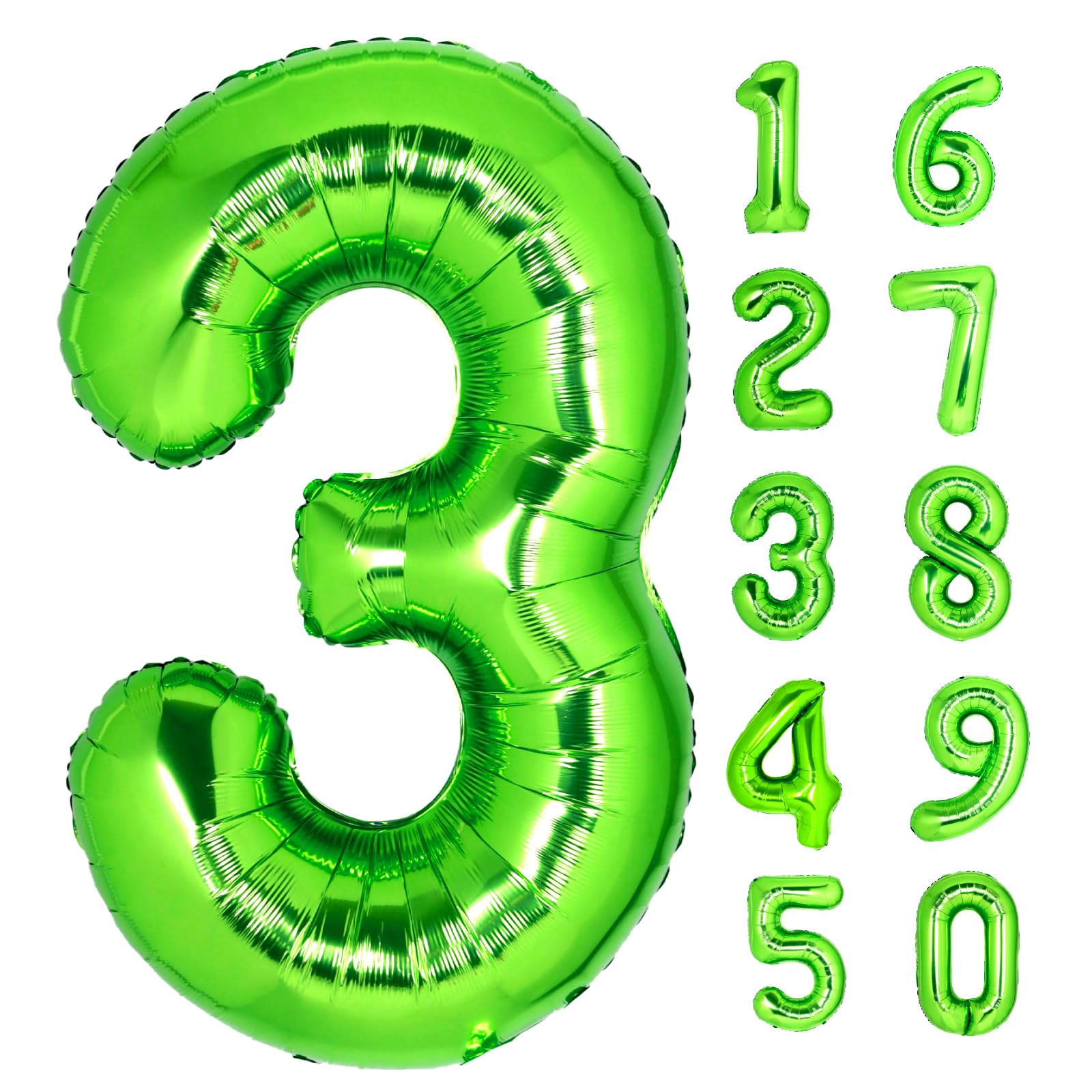 40 Inch Giant Light Green Number 3 Balloon, Helium Mylar Foil Number Balloons for Birthday Party, 3rd Birthday Decorations for Kids, Anniversary Party Decorations Supplies (Light Green Number 3)