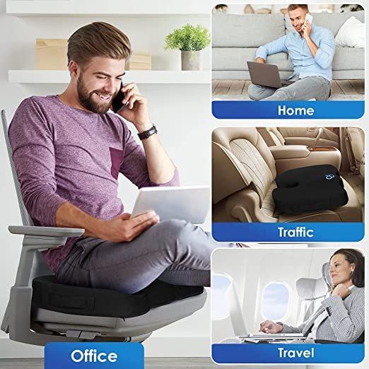 Memory Foam Cushion- Coccyx and Sciatic Nerve Pain Relief Cushion, Lower Back Pain Relief - Office Chair Cushion, Car Seat Cushion - Non-Slip Cushion