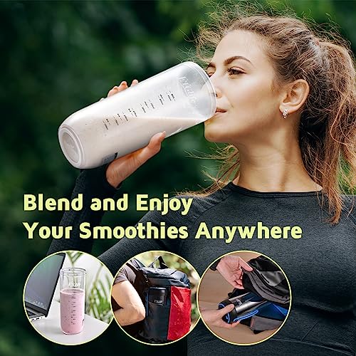 Travel Blender, ETGlife Portable Blender for Shakes and Smoothies 126W, 2H Fast Charge for 15 Times Uses, Self-Cleaning, with Cleaning Brush, Small Blender for Travel, Office, GYM, School