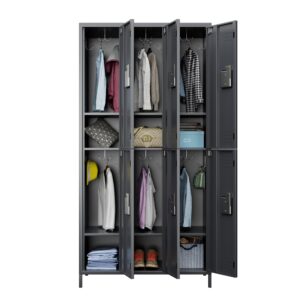 SUPEER Metal Lockers for Employees with Lock,Locker Storage Cabinet with 12 Hooks&6 Doors,Steel Locker Cabinet for Employees Dormitory School Office Gym Home,Assembly Required(Dark Grey)