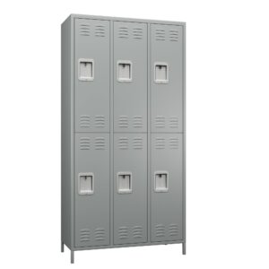 supeer metal lockers for employees with lock,locker storage cabinet with 12 hooks&6 doors,steel locker cabinet for employees dormitory school office gym home,assembly required(light grey)