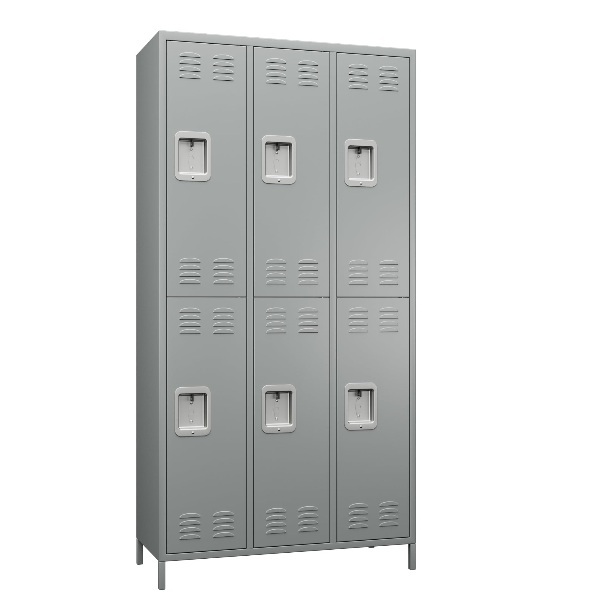 SUPEER Metal Lockers for Employees with Lock,Locker Storage Cabinet with 12 Hooks&6 Doors,Steel Locker Cabinet for Employees Dormitory School Office Gym Home,Assembly Required(Light Grey)