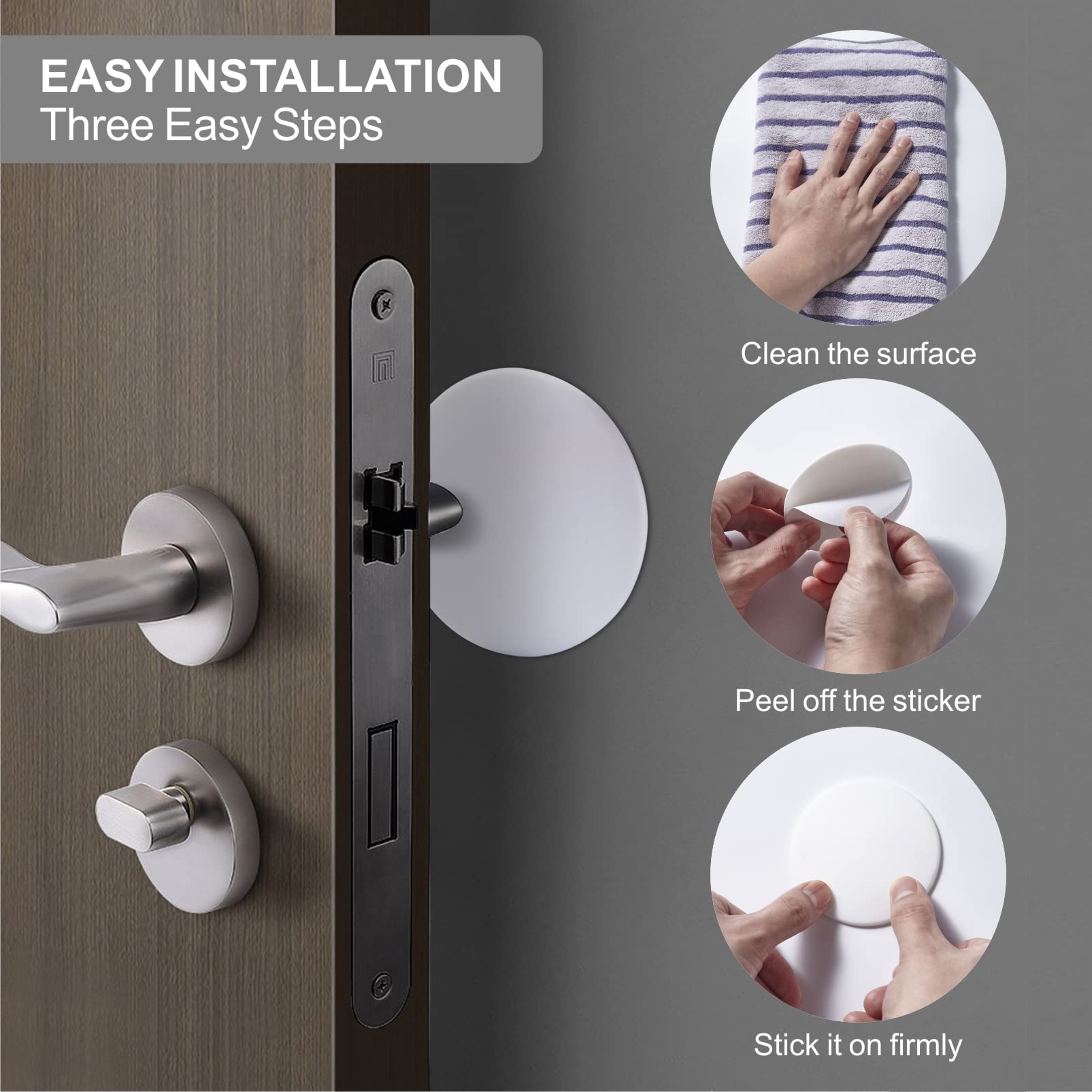 Door Stoppers Wall Protector, A Set Includes 6pcs 3.15" + 6pcs 1.57", Strong Self-Adhesive Door Stoppers for Wall, Door Knob Wall Protector, Quiet Door Handle Bumpers