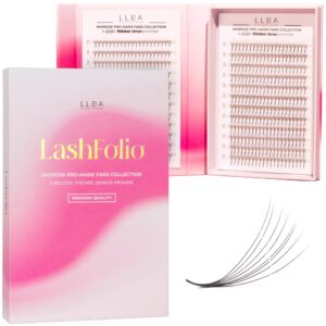 llba lashfolio narrow promade fans | handmade volume eyelashes | multi selections 5d~10d | c cc d curl | thickness 0.03~0.07mm | 8-15mm length | long lasting & easy application (10d-0.03 d 8mm-15mm)