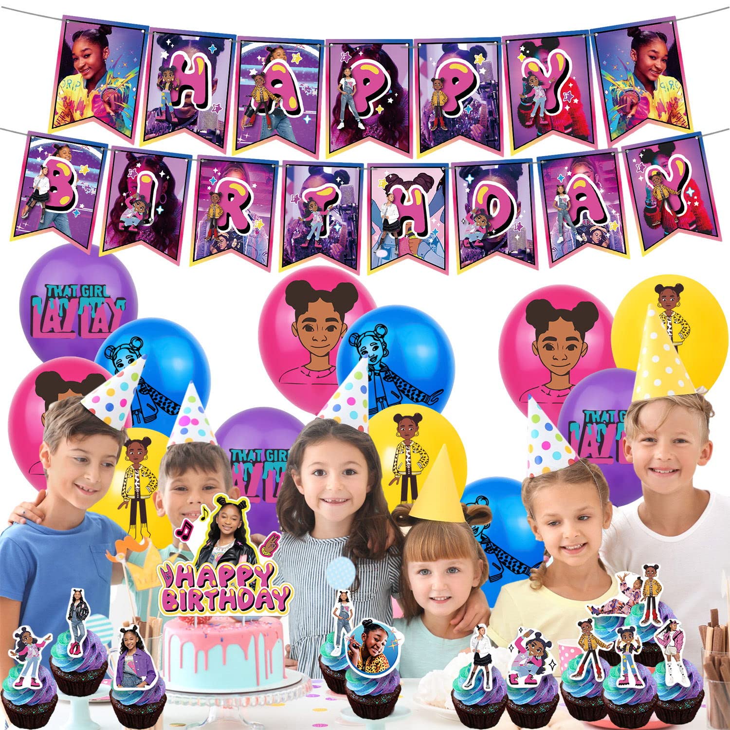 That Girl Lay Girl Birthday Party Decoration, Music Super Girl Theme Party Supplies，That Girl Theme Fans, Kids Birthday Party Supplies