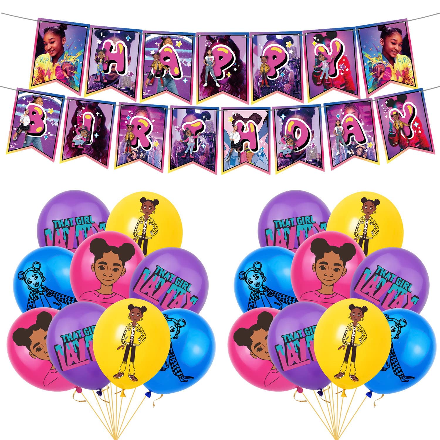 That Girl Lay Girl Birthday Party Decoration, Music Super Girl Theme Party Supplies，That Girl Theme Fans, Kids Birthday Party Supplies