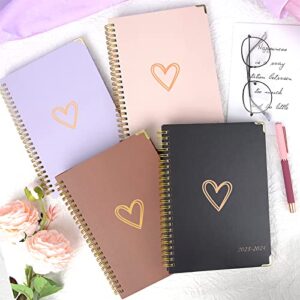 Knagsfa Planner 2023-2024, Jul.2023 - Jun.2024 Weekly Monthly Planner 6.5" x 8.5" with Page Tabs, Hardcover with Inner Pocket, Elastic Band, Thick Paper, Twin-Wire Binding, Bookmark, Pink Love Heart