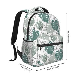 BoeHiop Abstract Monstera Leaves Plant Lightweight Laptop Backpack for Women Men College Bookbag Casual Daypack Travel Bag