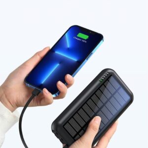 UYAYOHU Power-Bank-Solar-Portable-Charger - 40000mAh Power Bank Large Capacity Built in 3 Output and 1 Input Cables and Flashlight 5V3.1A Fast Charger Compatible with All Smart Phones and Devices
