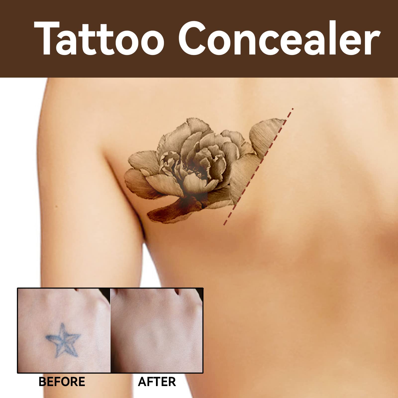 Tattoo Cover Up,Waterproof Invisible Concealer Body Leg Bruise Stretch Scar Dark Spots Vitiligo Skin Makeup Waterproof,Professional Long Lasting Tattoo Cover Up Suitable for Men and Women,1 PC Natural