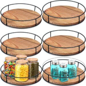 wesiti 6 pack lazy susan organizer 9 inch 10 inch wood lazy susan turntable with steel edges 360 degree kitchen countertop organizer for cabinet pantry