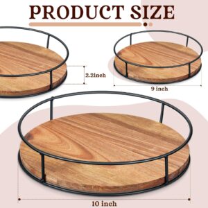 Wesiti 6 Pack Lazy Susan Organizer 9 Inch 10 Inch Wood Lazy Susan Turntable with Steel Edges 360 Degree Kitchen Countertop Organizer for Cabinet Pantry