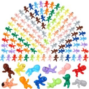 selizo 120pcs mini plastic babies, tiny plastic baby figurines small king cake babies bulk for ice cube my water broke baby shower games (12 colors)