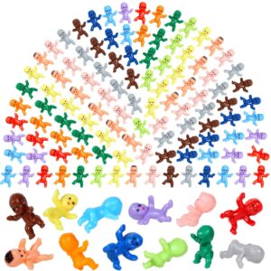 Selizo 120pcs Mini Plastic Babies, Tiny Plastic Baby Figurines Small King Cake Babies Bulk for Ice Cube My Water Broke Baby Shower Games (12 Colors)