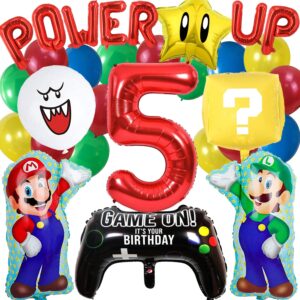37 pcs video game birthday balloons video game brothers theme birthday decoration vedio game birthday balloons with power up letter balloons for video game 5th birthday party supplies