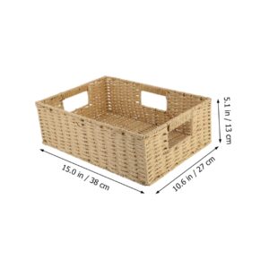 DOITOOL 1pc Rattan Sundries Storage Basket Container Baby Basket Table Top Shelves Toilet Tank Bin Wicker Storage Basket Clothes Rattan Weaving Basket Desktop Basket Vegetable