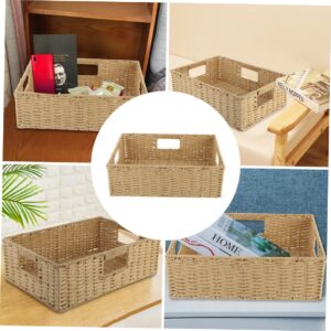 DOITOOL 1pc Rattan Sundries Storage Basket Container Baby Basket Table Top Shelves Toilet Tank Bin Wicker Storage Basket Clothes Rattan Weaving Basket Desktop Basket Vegetable