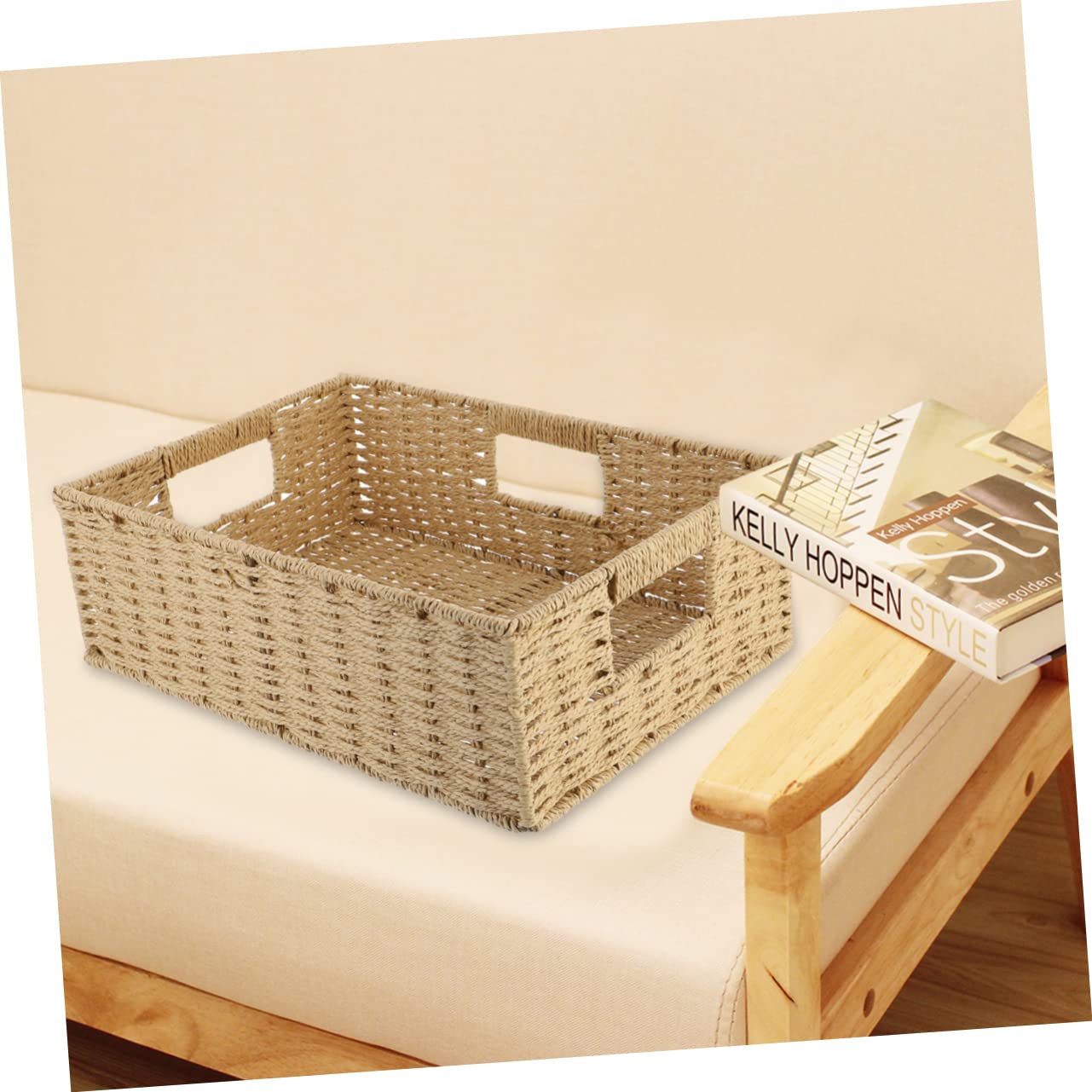 DOITOOL 1pc Rattan Sundries Storage Basket Container Baby Basket Table Top Shelves Toilet Tank Bin Wicker Storage Basket Clothes Rattan Weaving Basket Desktop Basket Vegetable