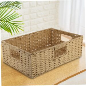 DOITOOL 1pc Rattan Sundries Storage Basket Container Baby Basket Table Top Shelves Toilet Tank Bin Wicker Storage Basket Clothes Rattan Weaving Basket Desktop Basket Vegetable