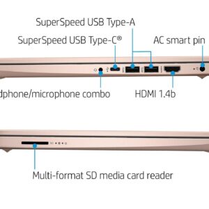 HP 14 HD Laptop, 2023 Newest Upgrade, Intel Celeron N4120(Quad-core), 16GB RAM, 128GB(64GB SSD+64GB Card), HDMI, USB-C, Lightweight, Windows 11, School and Business Ready, Rose Gold, ROKC HDMI Cable