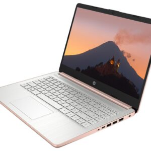 HP 14 HD Laptop, 2023 Newest Upgrade, Intel Celeron N4120(Quad-core), 16GB RAM, 128GB(64GB SSD+64GB Card), HDMI, USB-C, Lightweight, Windows 11, School and Business Ready, Rose Gold, ROKC HDMI Cable