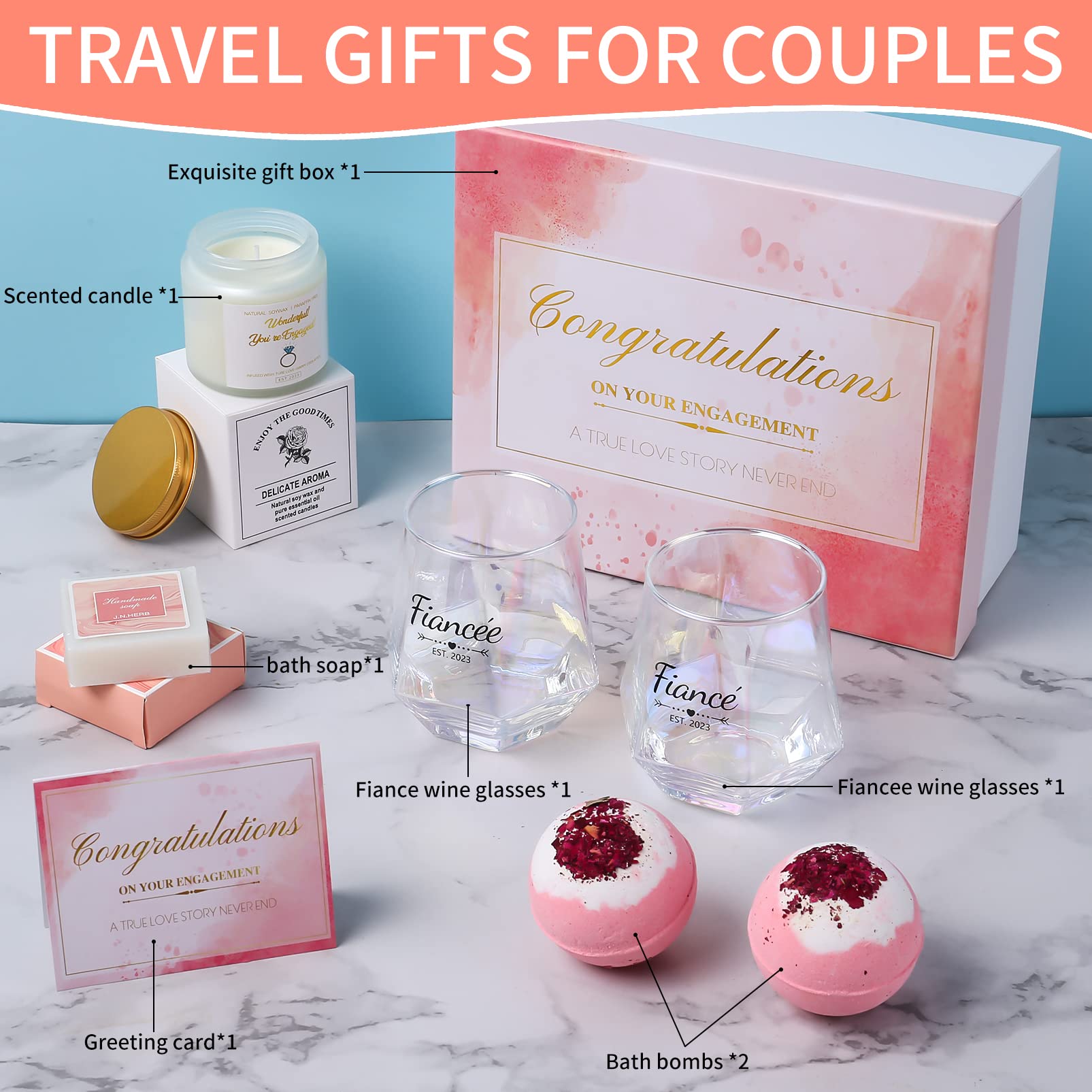 DHQH 2023 Newlywed Engagement Gifts for Couples, Fiance and Fiancee Gifts for Him and Her,Engagement Gift with Boyfriend Girlfriend, Perfect for Newly Weds and Newly Engaged Couples