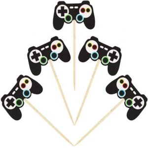 24pcs video game party themed party paper cake and cupcake topper birthday anniversary wedding engagement party decorations