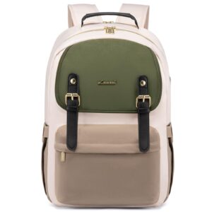 lovevook laptop backpack for women fashion college casual daypacks stylish travel backpack fits up to 15.6inch laptop with usb charging port(khaki-green)