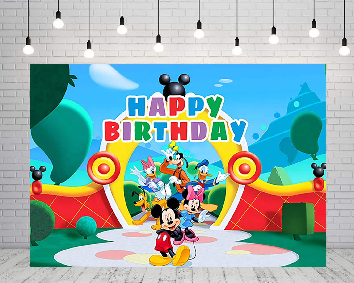 Mickey Mouse Clubhouse Backdrop for Birthday Party Supplies 5x3ft Park Photo Backgrounds Mickey Mouse Clubhouse Theme Baby Shower Banner for Birthday Cake Table Decoration