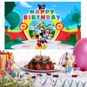 Mickey Mouse Clubhouse Backdrop for Birthday Party Supplies 5x3ft Park Photo Backgrounds Mickey Mouse Clubhouse Theme Baby Shower Banner for Birthday Cake Table Decoration