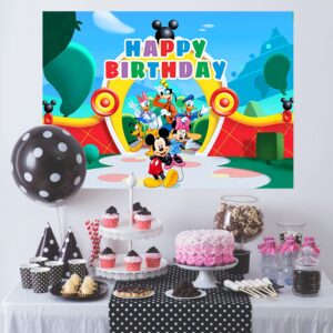 Mickey Mouse Clubhouse Backdrop for Birthday Party Supplies 5x3ft Park Photo Backgrounds Mickey Mouse Clubhouse Theme Baby Shower Banner for Birthday Cake Table Decoration