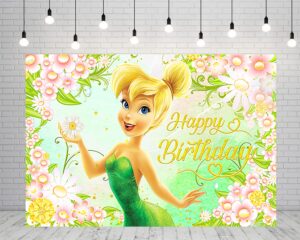 green tinkerbell backdrop for birthday party supplies 5x3ft fairy photo backgrounds fairy theme baby shower banner for birthday cake table decoration