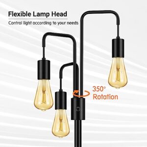 BoostArea Industrial Floor Lamp for Living Room,Modern Standing Lamp Stand Up Lamp with 3 Light, Bulbs Not Included,Simple Design Floor Lamp for Bedroom, Living Room, Office, Kids Room, Reading