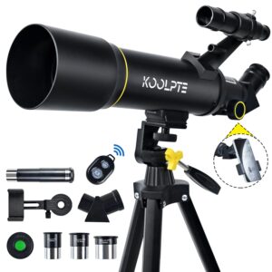 telescope, 70mm aperture 400mm, with adjustable tripod, entry-level, ideal choice for family, adults, and children's education, includes extra finder scope, barlow lens, carry bag, and phone adapter