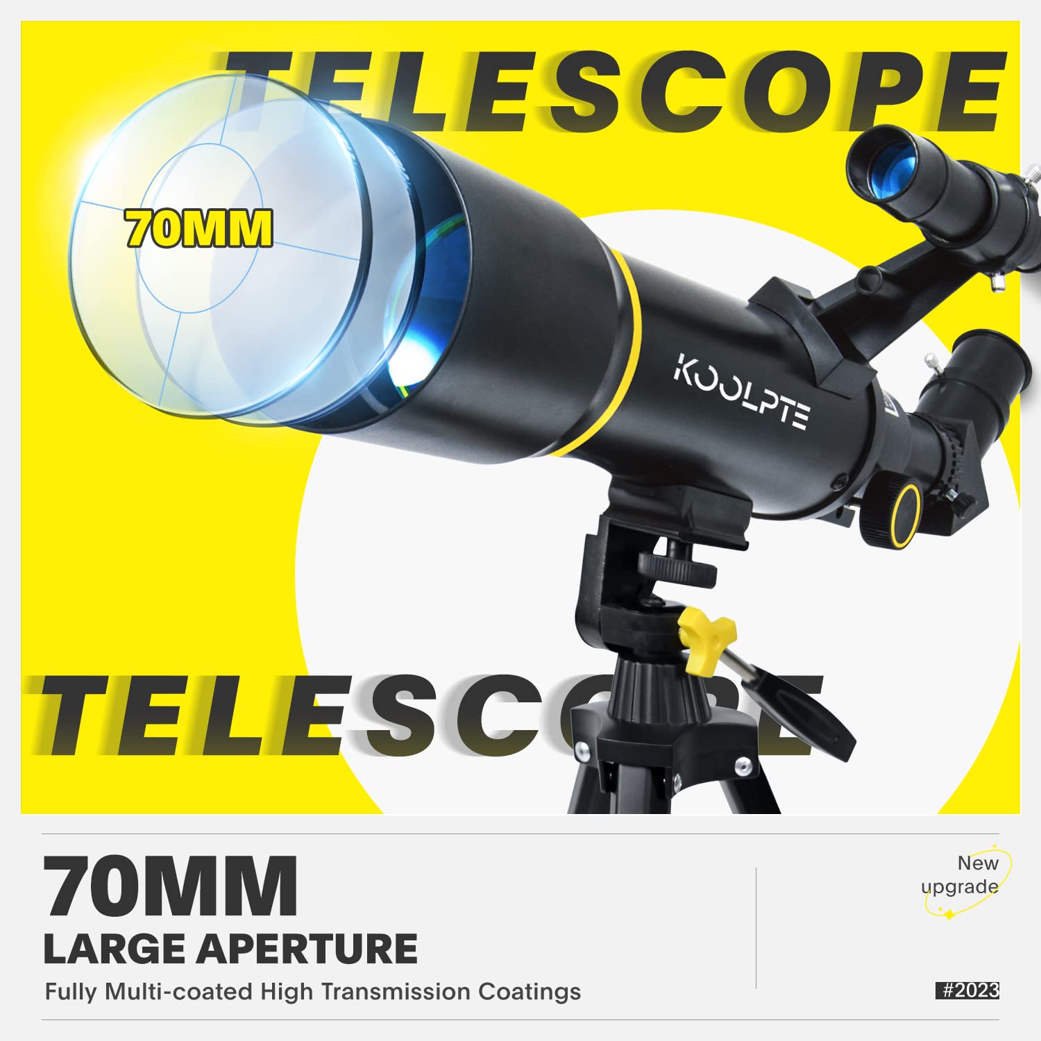 Telescope, 70mm Aperture 400mm, with Adjustable Tripod, Entry-Level, Ideal Choice for Family, Adults, and Children's Education, Includes Extra Finder Scope, Barlow Lens, Carry Bag, and Phone Adapter