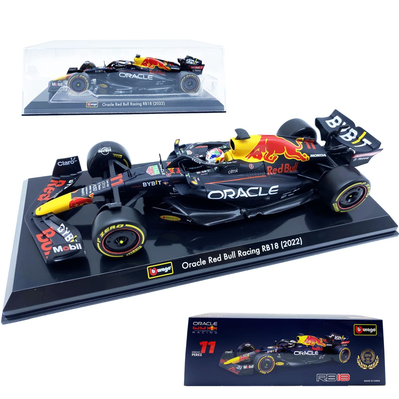 HTLNUZD Bburago 2022 1/24 New F1 RB18#11Perez Racing Compatible with Red Bull 1:24 Static Alloy Car Collectible Gift Die Cast Model