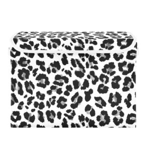 joisal white leopard black cheetah collapsible flip-top storage box with lid, stackable storage boxes, large storage bags, with handle and full print