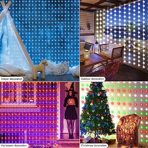 LumBelle Smart Curtain Lights RGB 5050 Built in Chip, Color Changing Curtain Lights with Music Sync APP Remote Control, 8Ft x 6Ft 144LED USB Curtain Fairy String Lights for Party Patio Garden Decor
