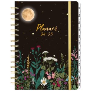 2024-2025 planner - planner/calendar 2024-2025, july 2024 - june 2025, 2024-2025 planner weekly and monthly with tabs, 6.4" x 8.5", hardcover with back pocket + thick paper - moonlight floral