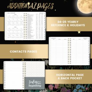 2024-2025 Planner - Planner/Calendar 2024-2025, July 2024 - June 2025, 2024-2025 Planner Weekly and Monthly with Tabs, 6.4" x 8.5", Hardcover with Back Pocket + Thick Paper - Moonlight Floral