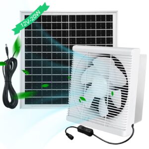hnrloy solar powered exhaust fan, 20w solar panel with with 8 inch high speed solar exhaust fan for greenhouse,chicken coop, shed ventilation, barn,dog houses,attic,pet houses,outside&home